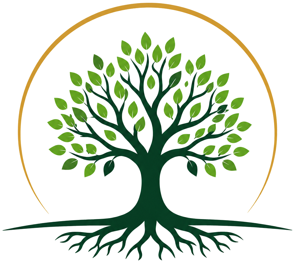 RMH logo — tree with roots inside a golden halo